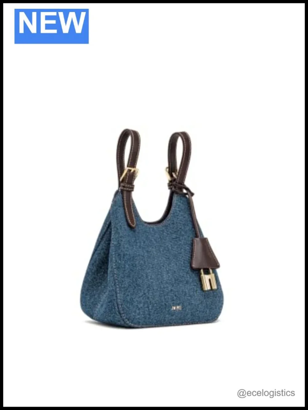 Washed Denim Tote Bag with Gold Hardware